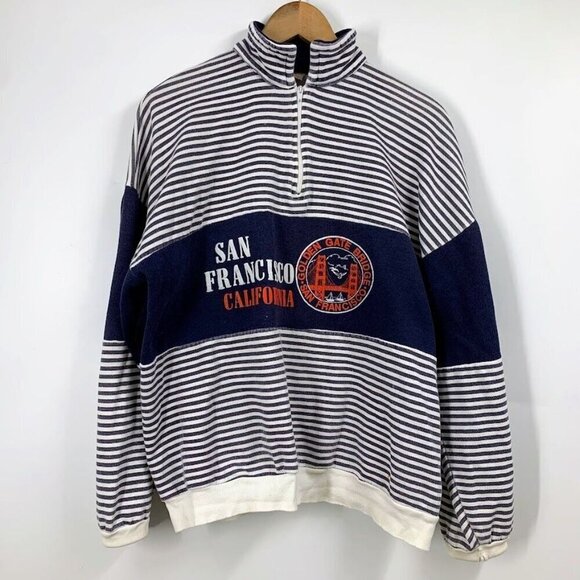 San Francisco Vintage 90s California Stripe Spellout Pullover Sweatshirt Size XL - Picture 2 of 13